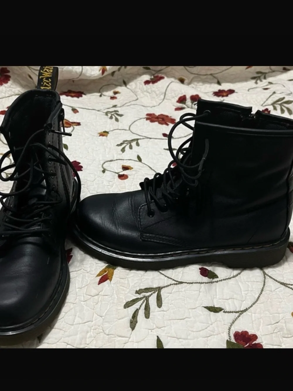 Dr. Martens Black Leather Lace-Up Combat Boots